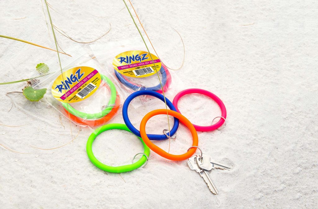RINGZ key rings on the sand